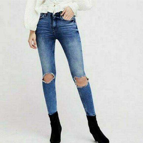 Free People Denim - Free People Busted Knee High Rise Skinny